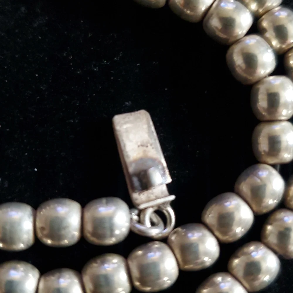 Mexico 925 sterling silver large bead ball necklace , 44.5 grms - Picture 3 of 13
